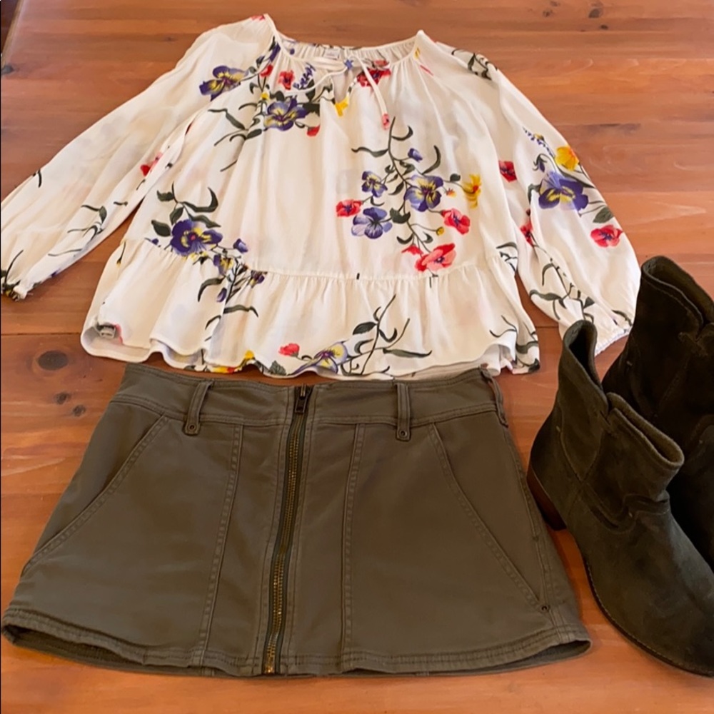 Free People khaki green mini skirt